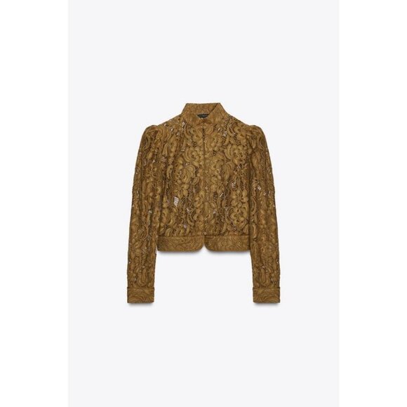 ZARA ZW COLLECTION LACE JACKET WITH PUFF SLEEVES - Picture 5 of 7